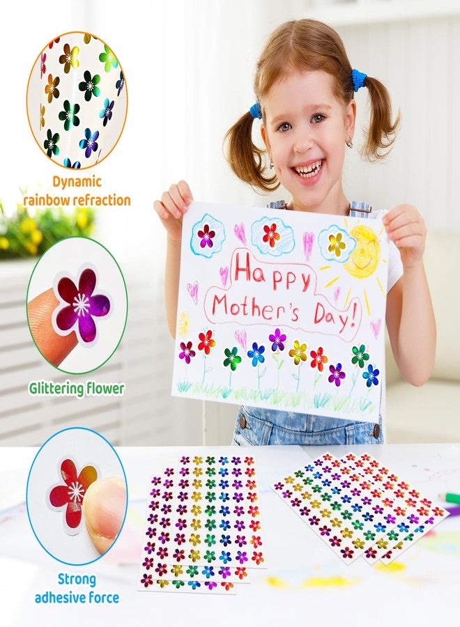 Germiwipe 1440pcs Holographic Stickers, Reward Stickers for Kids - Bulk Small Flower Stikers for School Classroom Student Teacher Supplies Behavior Reward Chart (0.6") FL-30A - Image 2